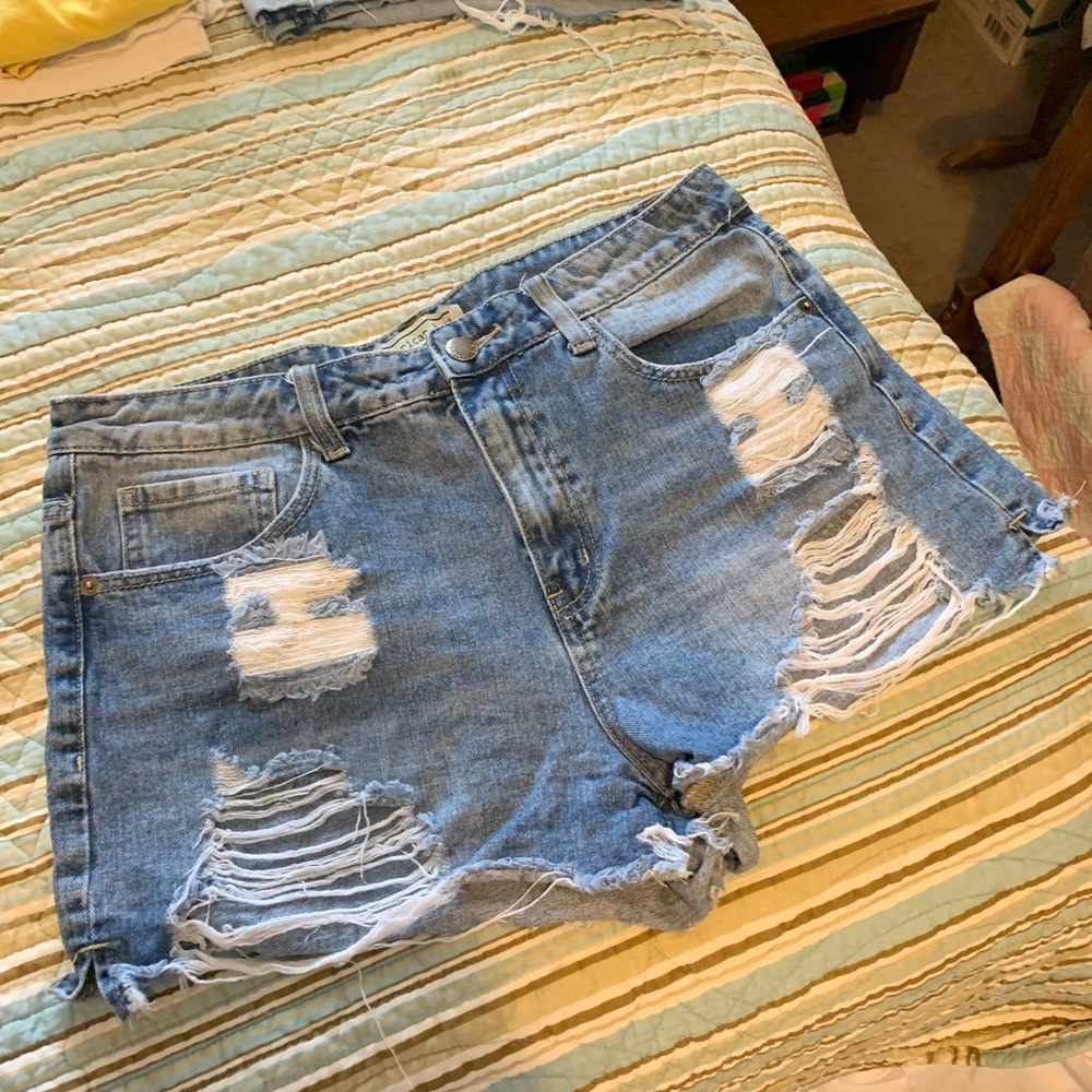 American Bazi denim distressed jean shorts